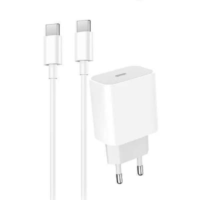 Зарядний пристрій Denmen USB-C PD20W 3.6A + cable USB-C to USB-C white (DM-DC06T-WH)