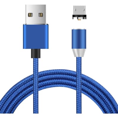 Дата кабель USB 2.0 to Micro 5P 1.0m 2A magnetic nylon blue Ninja (YT-NAMC-M/BL/04351)