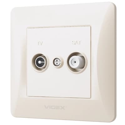 ТВ розетка Videx BINERA TV + SAT кінцева кремова (VF-BNSK2TVSATE-CR)