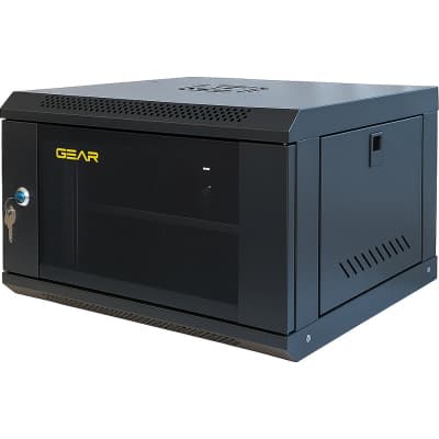 Шафа настінна GEAR 6U 19" 600x450x350 мм, + полка 19", black (GWMSN-6U-600-450)