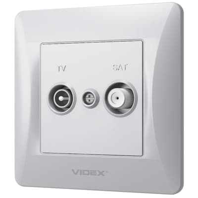 ТВ розетка Videx BINERA TV + SAT кінцева срібний шовк (VF-BNSK2TVSATE-SS)