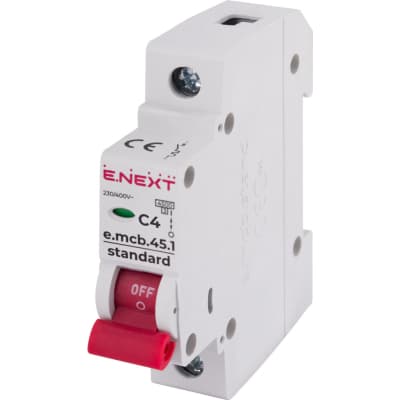 Автоматичний вимикач E.NEXT 1-п e.mcb.stand.  4А C ( 4,5кА) (s002004)
