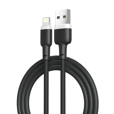 Дата кабель USB 2.0 AM to Lightning 1.0m 2.1A silicone black XO (NB208-L-1-BK)