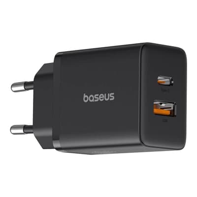 Зарядний пристрій Baseus 1xUSB-C 30W + 1xUSB black (P10111404113-00)