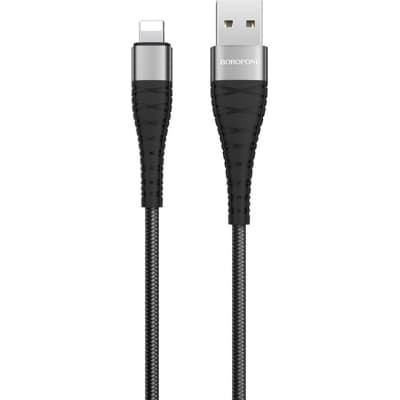 Дата кабель USB 2.0 AM to Lightning 1.0m 2.4A nylon BX32 black BOROFONE (6931474710413)
