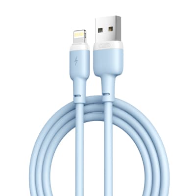 Дата кабель USB 2.0 AM to Lightning 1.0m 2.1A silicone blue XO (NB208-L-1-BL)