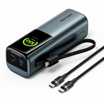 Батарея універсальна VENTION 20000mAh 100+65W PD/3.0, UFCS, PPS, TFT Display, gray (FKFH0)