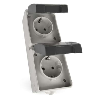 Розетка EMOS вертикальна зовнішня IP44 Сіро-чорна (A1396.3)