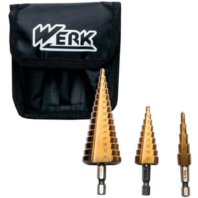 Набір свердл Werk ступінчатих 3 предмета, 4-12, 4-20, 4-32 мм (107685)