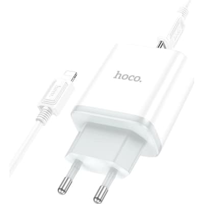 Зарядний пристрій HOCO C104A USB-C PD20W + cable USB-C to Lightning white (6931474782908)