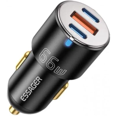 Зарядний пристрій Essager 2xUSB-C 66W + 1xUSB black (ECC2C1A-FF01)