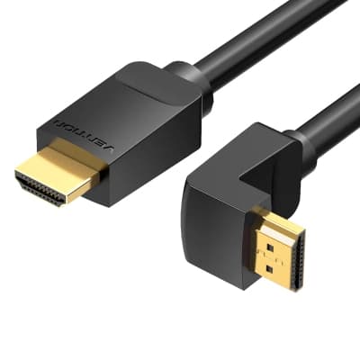 Кабель мультимедійний HDMI M to HDMI M 1.0m 90° corner black VENTION (AAQBF)
