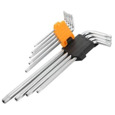 Набір інструментів Tolsen подовжених ключів Torx з отвором 9 шт Т10-Т50 (20057)