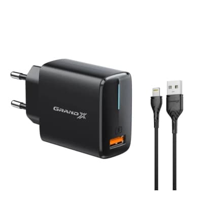 Зарядний пристрій Grand-X Quick Charge QС3.0 + cableUSB-Lightning (CH-550BL)