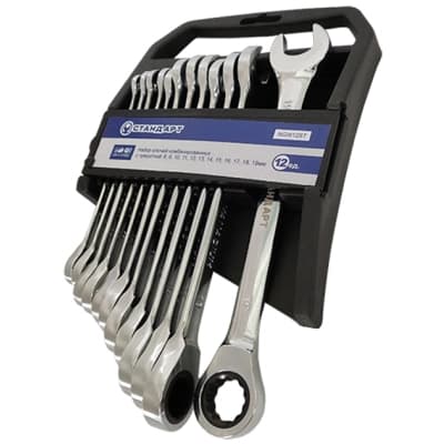 Ключ Стандарт ріжково-накидної з тріскачкою 8-19мм 12шт. (NGW12ST)