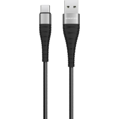 Дата кабель USB 2.0 AM to USB-C 1.0m 2.4A nylon BX32 black BOROFONE (6931474710451)