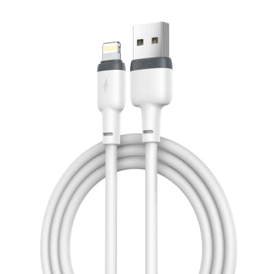 Дата кабель USB 2.0 AM to Lightning 1.0m 2.1A silicone white XO (NB208-L-1-WH)
