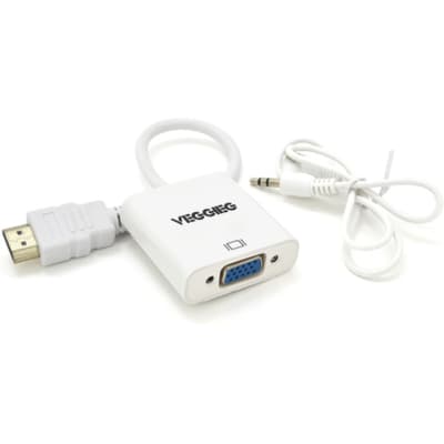 Перехідник HDMI M to VGA F + Audio 0.25m white VEGGIEG (YT-C-H-V2W)