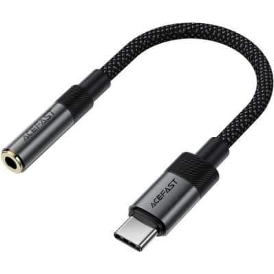 Перехідник USB-C to 3.5mm F 0.15m DAC audio black Acefast (6974316285281)