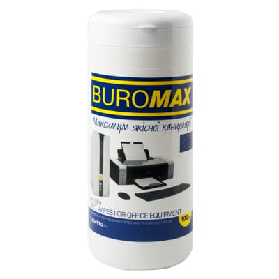 Серветки Buromax Wet wipes for OFFICE Equipment 100pcs, tube (BM.0801)
