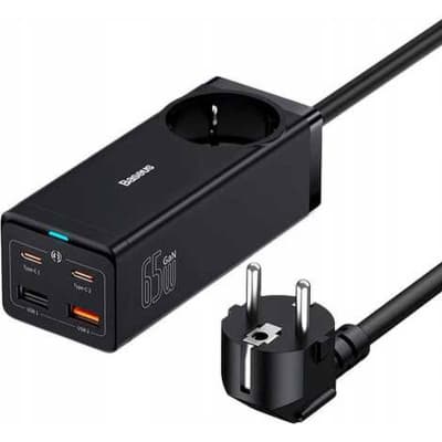 Зарядний пристрій Baseus AC + 2xUSB-C 65W + 2xUSB black (PSZM000901)