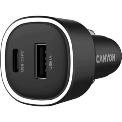 Зарядний пристрій Canyon 1xUSB + 1xUSB-C PD48W black (CNE-CCABR3AC)