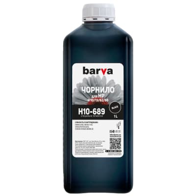 Чорнило Barva HP 10/13/82/88, 1л, Black, pigmented (H10-689)