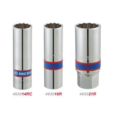 Торцева головка KING TONY 1/2" свічкова 21 мм 12-гранна з гумою (463021R)