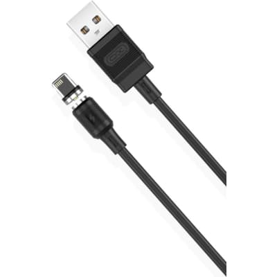 Дата кабель USB 2.0 AM to Lightning 1.0m 2.1A magnetic NB187 black XO (6920680879632)