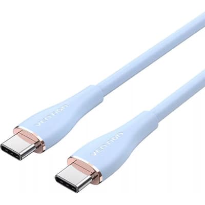 Дата кабель USB-C to USB-C 1.0m USB2.0 100W (20V/5A) Light Blue Silicone VENTION (TAWSF)