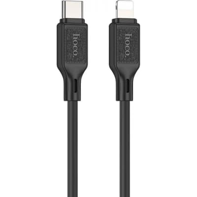 Дата кабель USB-C to Lightning 1.0m Cool silicone PD 20W X90 black HOCO (6931474788382)