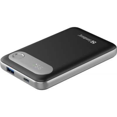 Батарея універсальна Sandberg 10000mAh Travel PD/20W, QC/3.0/22.5W, USB-A, USB-C, LCD Display (421-16)
