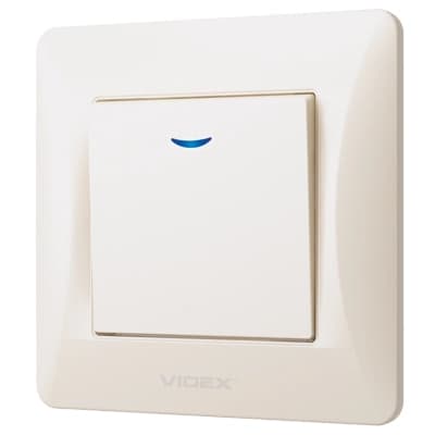 Вимикач Videx BINERA 1кл з підсвічуванням кремовий (VF-BNSW1L-CR)