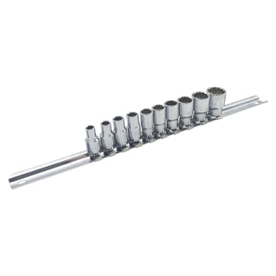 Набір торцевих головок Toptul торцевих на планці 12-гр. 1/4" дюймових 10шт. (GAAQ0810D-12)