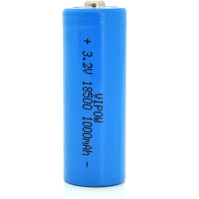 Акумулятор 18500 1000mAh, LiFePO4, TipTop, 3.2V, Blue Vipow (IFR18500-600mAhTT)