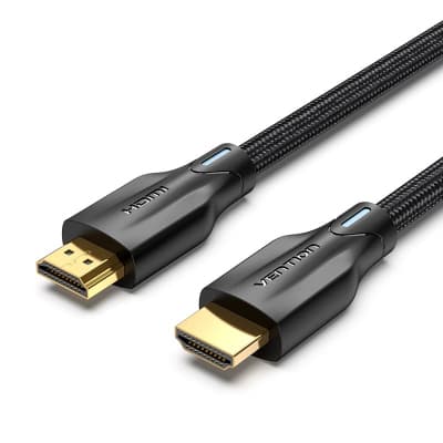 Кабель мультимедійний HDMI M to HDMI M 2.0m 8K cotton braided black VENTION (AAUBH)