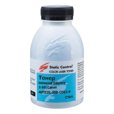 Тонер HP/Canon MPTCOL OS3 40г cyan (фасовка) Static Control (MPTCOL-40B-COS3-P)