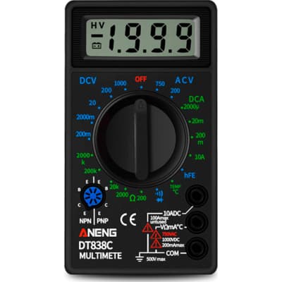 Цифровий мультиметр ANENG AN-DT838C, V, A, R, C, функція hFE (AN-DT838C)