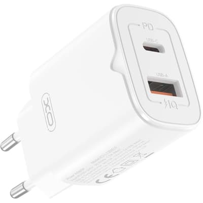 Зарядний пристрій XO L130 USB-C PD30W + USB-A QC3.0 White (L130.white)