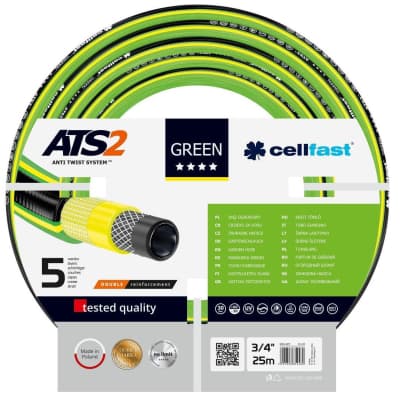 Шланг для поливу Cellfast GREEN ATS, 3/4", 25м, 5 шарів, до 30 Бар, -20…+60°C (15-120)