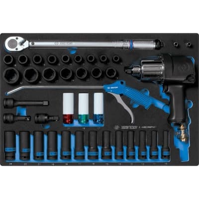 Набір інструментів KING TONY пневмогайковерт з принаддям 41 шт (9-44803AMPV01)