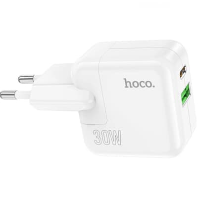 Зарядний пристрій HOCO C111A Lucky 1xUSB-C PD30W + 1xUSB QC3.0 White (6931474790866)