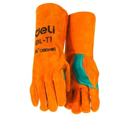 Захисні рукавиці Deli Cowhide, краги зварювальника 14" (EDL-T1)