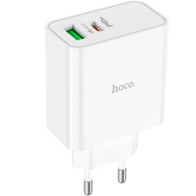 Зарядний пристрій HOCO C113A Awesome 1xUSB-C PD65W + 1xUSB QC3.0 White (6931474790910)