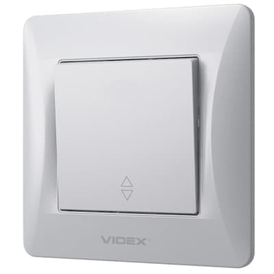 Перемикач Videx BINERA 1кл прохідний срібний шовк (VF-BNSW1P-SS)