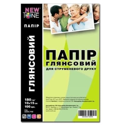 Фотопапір NewTone 10x15, 180г/m кв, Glossy, 100c (G180.F100N)