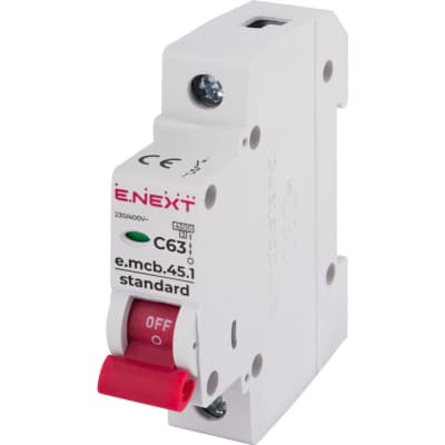 Автоматичний вимикач E.NEXT 1-п e.mcb.stand. 63А C ( 4,5кА) (s002014)