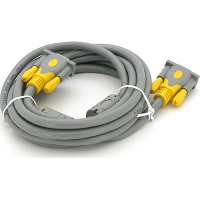 Кабель мультимедійний VGA M to VGA M 3.0m 1080P grey-yellow Merlion (YT-VGA(M)/(M)3+6GR-3m)