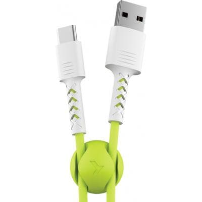 Дата кабель USB 2.0 AM to USB-C 1.0m Soft white/lime Pixus (4897058531169)