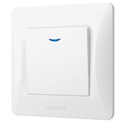 Вимикач Videx BINERA 1кл з підсвічуванням білий (VF-BNSW1L-W)